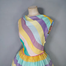 Load image into Gallery viewer, 50s PEGGY PAGE PASTEL LOLLYPOP STRIPED FULL SKIRTED DRESS - XS