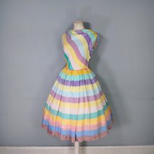 Load image into Gallery viewer, 50s PEGGY PAGE PASTEL LOLLYPOP STRIPED FULL SKIRTED DRESS - XS