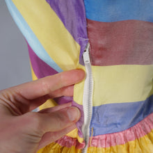 Load image into Gallery viewer, 50s PEGGY PAGE PASTEL LOLLYPOP STRIPED FULL SKIRTED DRESS - XS