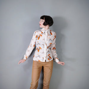 70s ART DECO STYLE FLAPPER LADIES POLO SPECTATORS NOVELTY SHIRT - S