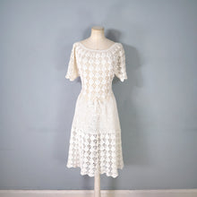 Load image into Gallery viewer, 70s WHTE COTTON SEE THROUGH CROCHET SUMMER DRESS - M