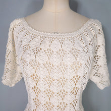 Load image into Gallery viewer, 70s WHTE COTTON SEE THROUGH CROCHET SUMMER DRESS - M