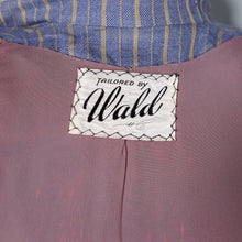 Load image into Gallery viewer, 40s 50s DUSKY BLUE AND YELLOW STRIPED FITTED JACKET - XS-S