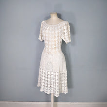 Load image into Gallery viewer, 70s WHTE COTTON SEE THROUGH CROCHET SUMMER DRESS - M