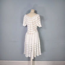 Load image into Gallery viewer, 70s WHTE COTTON SEE THROUGH CROCHET SUMMER DRESS - M