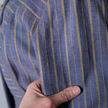 Load image into Gallery viewer, 40s 50s DUSKY BLUE AND YELLOW STRIPED FITTED JACKET - XS-S