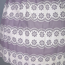 Load image into Gallery viewer, 50s GREY AND WHITE FULL SKIRTED DAY DRESS WITH TIE NECK - M