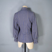 Load image into Gallery viewer, 40s 50s DUSKY BLUE AND YELLOW STRIPED FITTED JACKET - XS-S