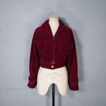 Load image into Gallery viewer, 60s MARY QUANT GINGER GROUP  WINE RED/PURPLE CROPPED CORDUROY BOMBER JACKET - S