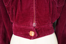 Load image into Gallery viewer, 60s MARY QUANT GINGER GROUP  WINE RED/PURPLE CROPPED CORDUROY BOMBER JACKET - S