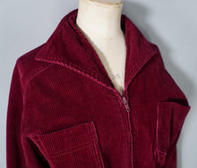 Load image into Gallery viewer, 60s MARY QUANT GINGER GROUP  WINE RED/PURPLE CROPPED CORDUROY BOMBER JACKET - S