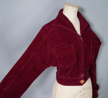 Load image into Gallery viewer, 60s MARY QUANT GINGER GROUP  WINE RED/PURPLE CROPPED CORDUROY BOMBER JACKET - S
