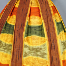 Load image into Gallery viewer, 50s 60s AUTUMNAL PALETTE MUSTARD, BROWN AND RUST COLOURED DAY DRESS - S