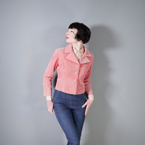 60s 70s LIGHT PINK SPRING / SUMMER CORDUROY CORD JACKET - M