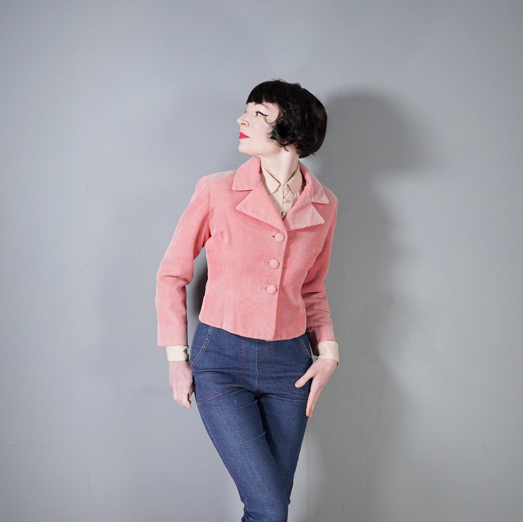 60s 70s LIGHT PINK SPRING / SUMMER CORDUROY CORD JACKET - M