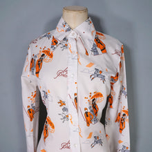 Load image into Gallery viewer, 70s ART DECO STYLE FLAPPER LADIES POLO SPECTATORS NOVELTY SHIRT - S