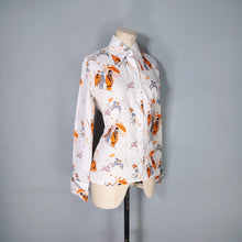 Load image into Gallery viewer, 70s ART DECO STYLE FLAPPER LADIES POLO SPECTATORS NOVELTY SHIRT - S