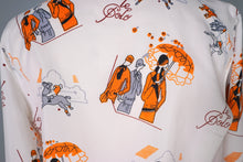 Load image into Gallery viewer, 70s ART DECO STYLE FLAPPER LADIES POLO SPECTATORS NOVELTY SHIRT - S