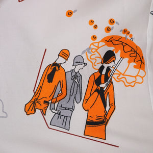 70s ART DECO STYLE FLAPPER LADIES POLO SPECTATORS NOVELTY SHIRT - S
