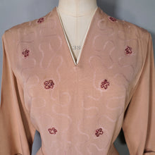 Load image into Gallery viewer, 40s ORANGE-BROWN GROSGRAIN FITTED DRESS WITH SOUTACHE AND BEADWORK - M-L