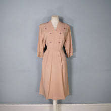 Load image into Gallery viewer, 40s ORANGE-BROWN GROSGRAIN FITTED DRESS WITH SOUTACHE AND BEADWORK - M-L