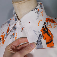 Load image into Gallery viewer, 70s ART DECO STYLE FLAPPER LADIES POLO SPECTATORS NOVELTY SHIRT - S