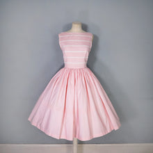 Load image into Gallery viewer, 50s PASTEL PINK FULL SKIRTED DRESS WITH PIN TUCKS AND LACE - S