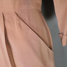 Load image into Gallery viewer, 40s ORANGE-BROWN GROSGRAIN FITTED DRESS WITH SOUTACHE AND BEADWORK - M-L