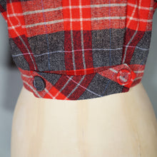 Load image into Gallery viewer, 50s COLLEGIAN SPORTSWEAR RED GREY PLAID CHECK CROPPED WOOL JACKET - XS