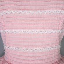 Load image into Gallery viewer, 50s PASTEL PINK FULL SKIRTED DRESS WITH PIN TUCKS AND LACE - S