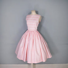 Load image into Gallery viewer, 50s PASTEL PINK FULL SKIRTED DRESS WITH PIN TUCKS AND LACE - S