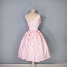 Load image into Gallery viewer, 50s PASTEL PINK FULL SKIRTED DRESS WITH PIN TUCKS AND LACE - S