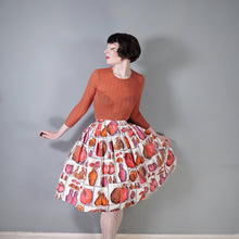 Load image into Gallery viewer, 50s 60s SPORTAVILLE PINK MELON PEAR FLOWER VASE NOVELTY FRUIT SKIRT - 27&quot;