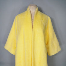 Load image into Gallery viewer, 60s FLOBERT BRIGHT YELLOW FUZZY HAIRED ROBE COAT WITH SATIN BELT - S-M