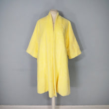 Load image into Gallery viewer, 60s FLOBERT BRIGHT YELLOW FUZZY HAIRED ROBE COAT WITH SATIN BELT - S-M