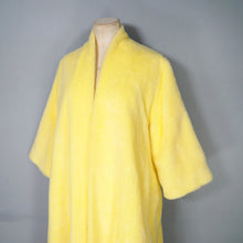 Load image into Gallery viewer, 60s FLOBERT BRIGHT YELLOW FUZZY HAIRED ROBE COAT WITH SATIN BELT - S-M