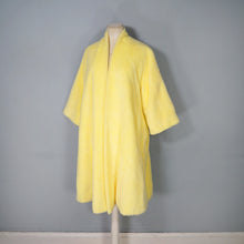 Load image into Gallery viewer, 60s FLOBERT BRIGHT YELLOW FUZZY HAIRED ROBE COAT WITH SATIN BELT - S-M
