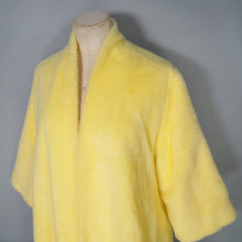 Load image into Gallery viewer, 60s FLOBERT BRIGHT YELLOW FUZZY HAIRED ROBE COAT WITH SATIN BELT - S-M