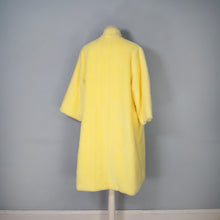 Load image into Gallery viewer, 60s FLOBERT BRIGHT YELLOW FUZZY HAIRED ROBE COAT WITH SATIN BELT - S-M
