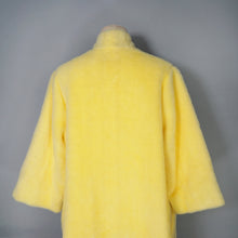 Load image into Gallery viewer, 60s FLOBERT BRIGHT YELLOW FUZZY HAIRED ROBE COAT WITH SATIN BELT - S-M