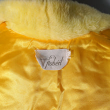 Load image into Gallery viewer, 60s FLOBERT BRIGHT YELLOW FUZZY HAIRED ROBE COAT WITH SATIN BELT - S-M