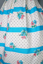 Load image into Gallery viewer, 50s 60s TURQUOISE AND WHITE FLORAL SKIRT AND BOLERO DRESS SET - S