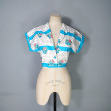 Load image into Gallery viewer, 50s 60s TURQUOISE AND WHITE FLORAL SKIRT AND BOLERO DRESS SET - S