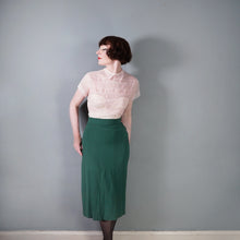 Load image into Gallery viewer, 50s DELICATE PASTEL PINK SHEER RUCHED LACE BLOUSE - M
