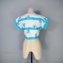 Load image into Gallery viewer, 50s 60s TURQUOISE AND WHITE FLORAL SKIRT AND BOLERO DRESS SET - S