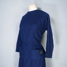 Load image into Gallery viewer, 60s GAY GIBSON BLUE BLACK CHECK TWO PIECE SKIRT AND TOP / DRESS SUIT - S