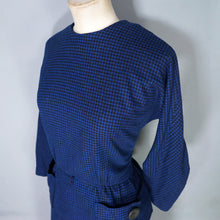 Load image into Gallery viewer, 60s GAY GIBSON BLUE BLACK CHECK TWO PIECE SKIRT AND TOP / DRESS SUIT - S