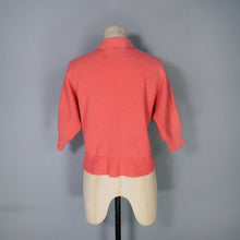 Load image into Gallery viewer, 50s "CABOT" WOOL CHENILLE CORAL PINK BEADED CARDIGAN - M