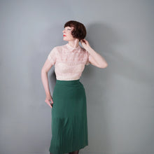 Load image into Gallery viewer, 50s DELICATE PASTEL PINK SHEER RUCHED LACE BLOUSE - M