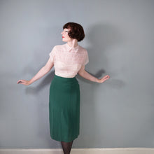 Load image into Gallery viewer, 50s DELICATE PASTEL PINK SHEER RUCHED LACE BLOUSE - M